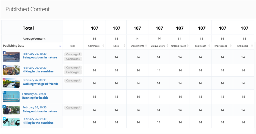 Julkaistun sosiaalisen median sisällön analysointia somehallintatyökalu RelationDeskissä. 